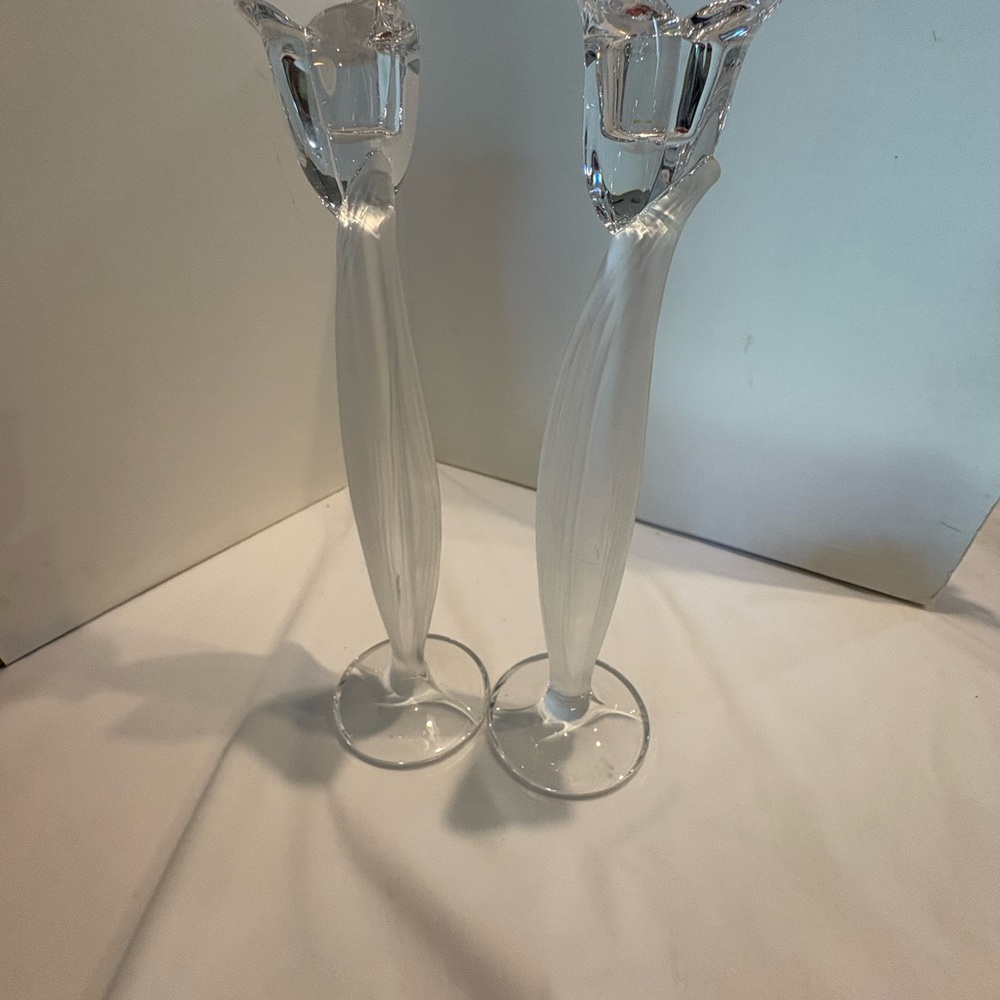 Elegant Glass Candle Holders Set of 2 Mikasa Tulip Crystal candle Holders - Picture 5 of 10